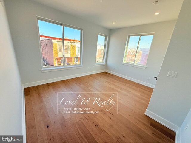 3003 Gaul St, Philadelphia, PA 19134 - spare room featuring baseboards, recessed lighting, and wood finished floors