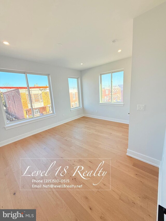3003 Gaul St, Philadelphia, PA 19134 - empty room featuring baseboards, recessed lighting, and light wood-type flooring