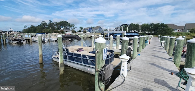 view of dock featuring a water view