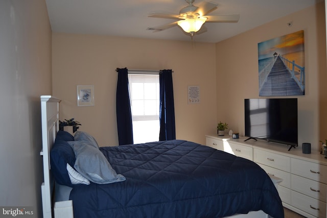 bedroom featuring ceiling fan