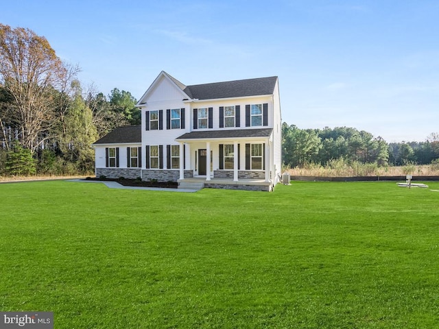 view of front of home with a front yard