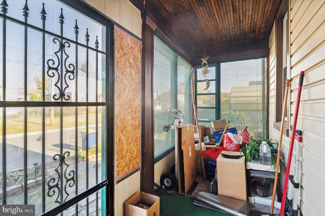 exterior space featuring wood ceiling and plenty of natural light