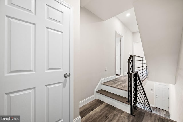 2442 Nicholas St, Philadelphia, PA 19121 - staircase featuring wood finished floors, baseboards, and recessed lighting