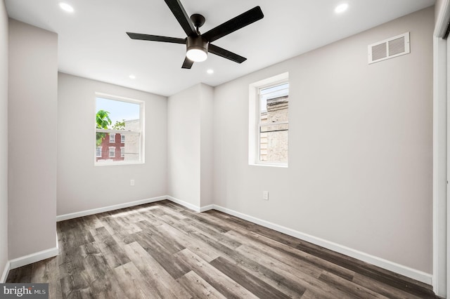 2442 Nicholas St, Philadelphia, PA 19121 - unfurnished room with visible vents, wood finished floors, a ceiling fan, and recessed lighting