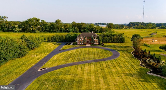 aerial view with a rural view