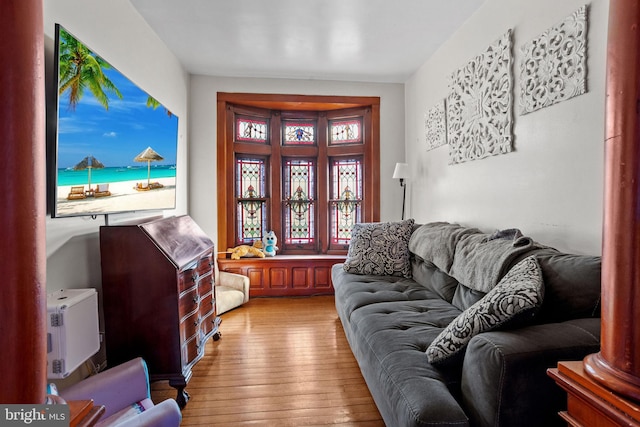 living room with light wood-type flooring