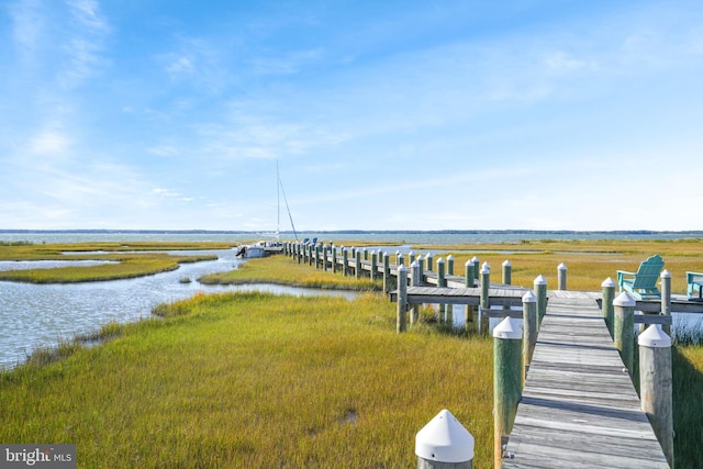 view of dock featuring a water view