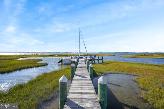 view of dock featuring a water view