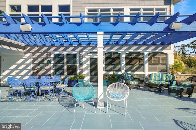 11209 Woodside Dr, Berlin, MD 21811 - view of patio / terrace featuring a pergola, outdoor dining space, and a balcony
