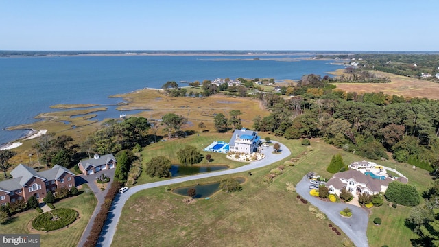 bird's eye view featuring a water view