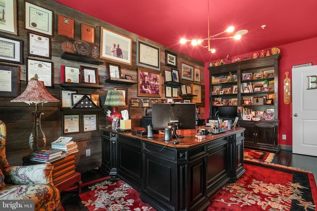 11209 Woodside Dr, Berlin, MD 21811 - office space featuring baseboards, an inviting chandelier, and wood finished floors