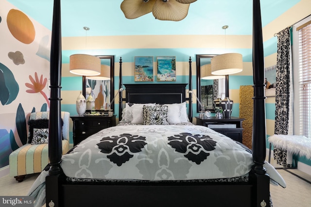 bedroom with carpet and ceiling fan