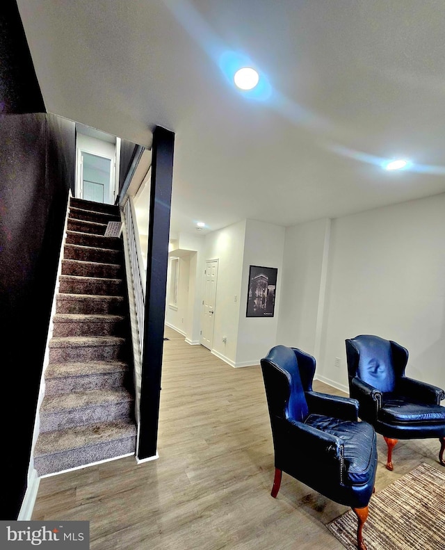 living area featuring light wood-type flooring