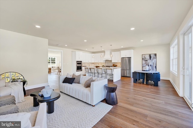 living room featuring light hardwood / wood-style floors