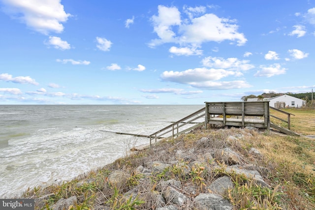 view of dock featuring a water view