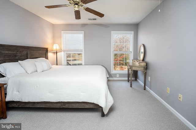 bedroom with carpet flooring and ceiling fan