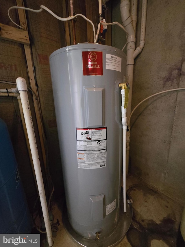 utility room with water heater