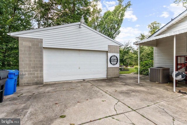 garage featuring central AC unit