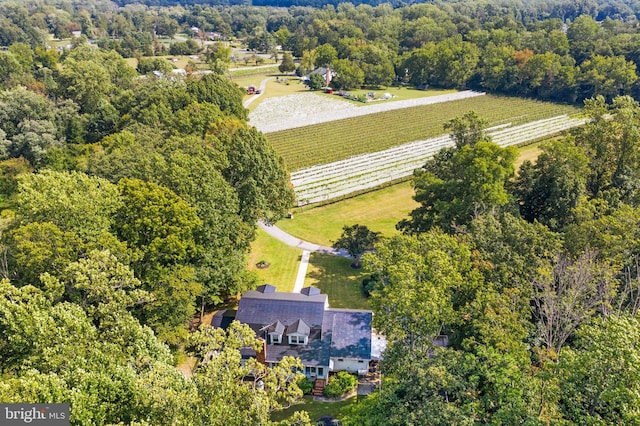 bird's eye view with a rural view