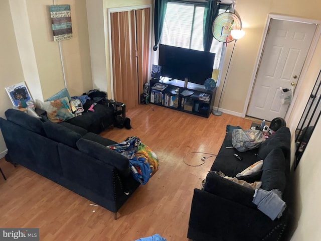 living room with hardwood / wood-style floors