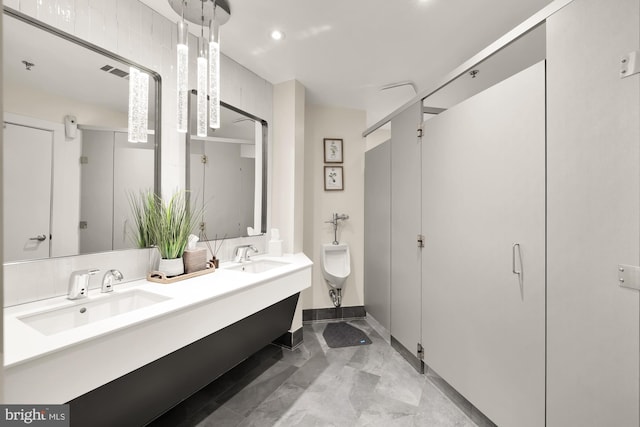 bathroom with vanity, a shower with shower door, and toilet