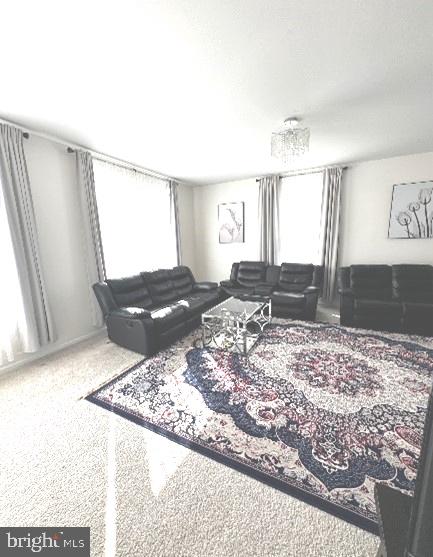 living room with carpet flooring