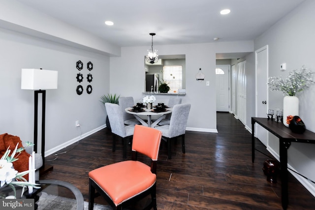 1140 1st St NW, Washington, DC 20001 - dining room featuring an inviting chandelier, wood finished floors, baseboards, and recessed lighting
