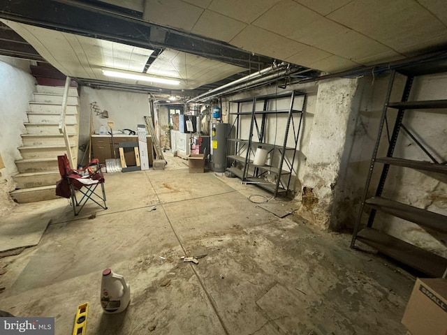 basement with water heater