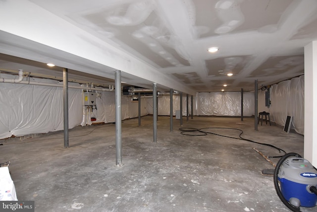 basement with water heater