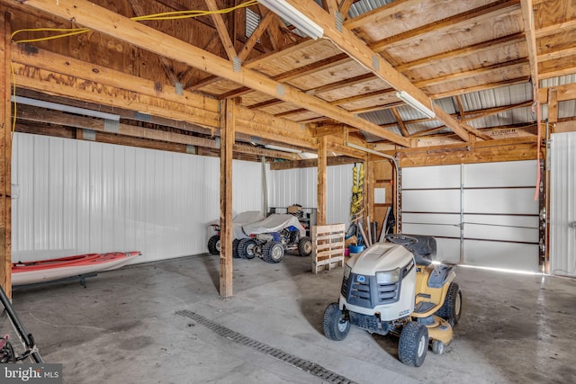 garage featuring metal wall