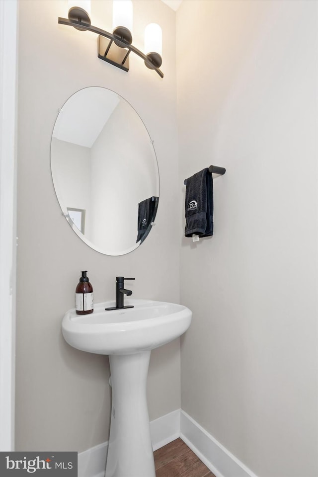 bathroom featuring hardwood / wood-style flooring