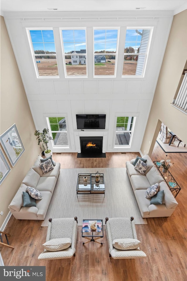 living room featuring wood-type flooring