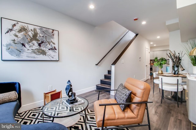 living room with hardwood / wood-style flooring