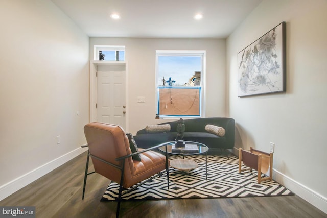 living area featuring hardwood / wood-style flooring