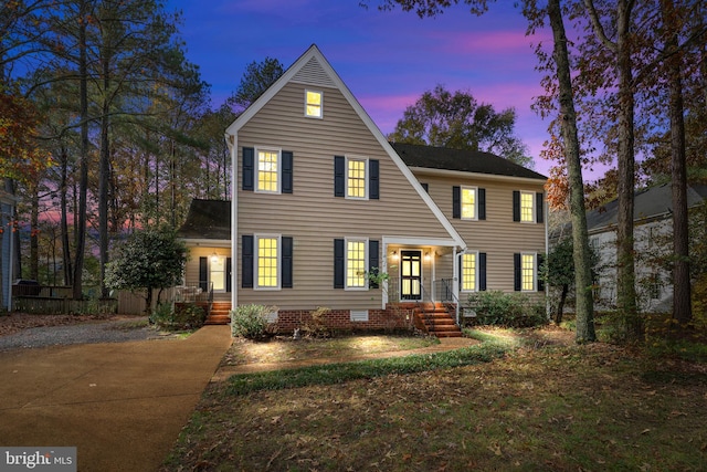 view of front of house featuring crawl space