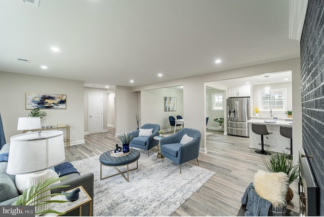 living room featuring light hardwood / wood-style flooring