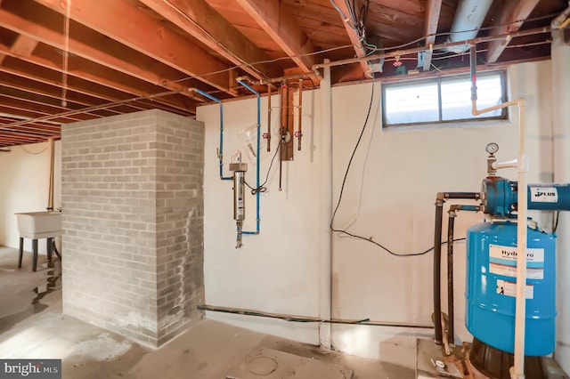 basement featuring sink