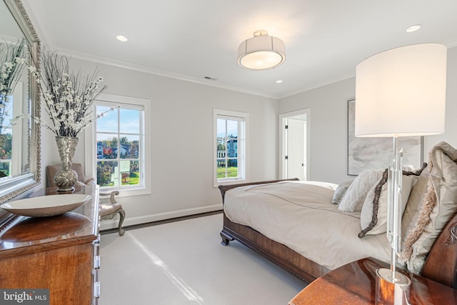 bedroom featuring ornamental molding