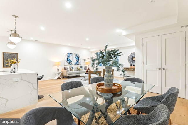 dining area featuring light hardwood / wood-style flooring