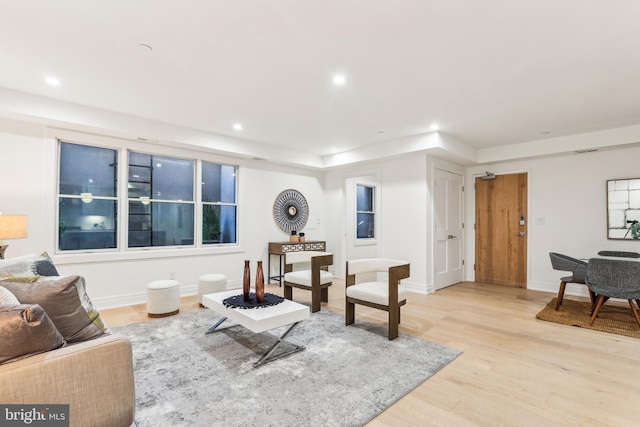 living room featuring light wood-type flooring