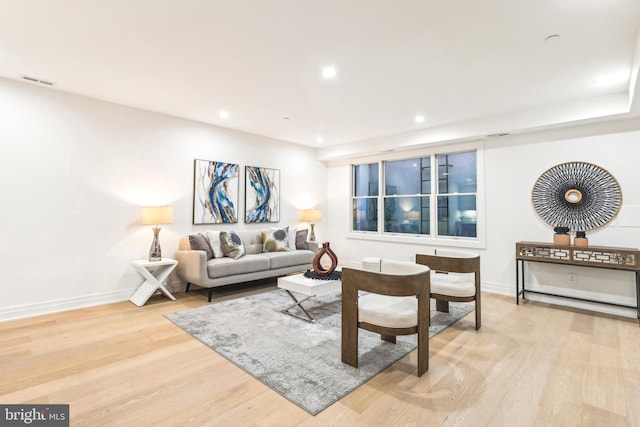 living room with light wood-type flooring