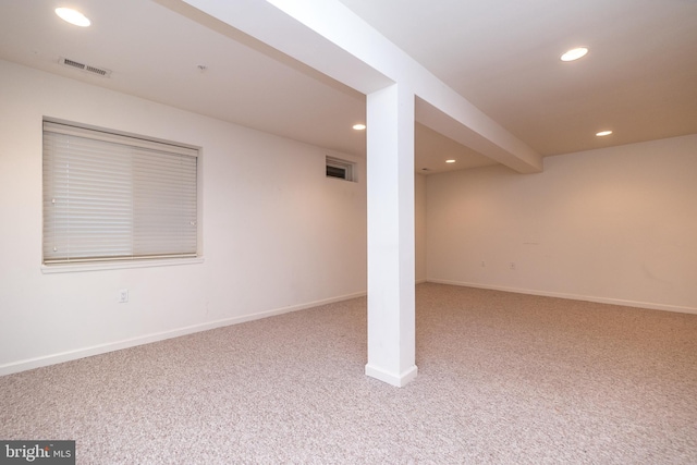 basement featuring carpet floors