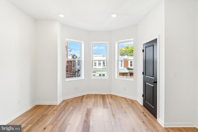 empty room with light wood-type flooring