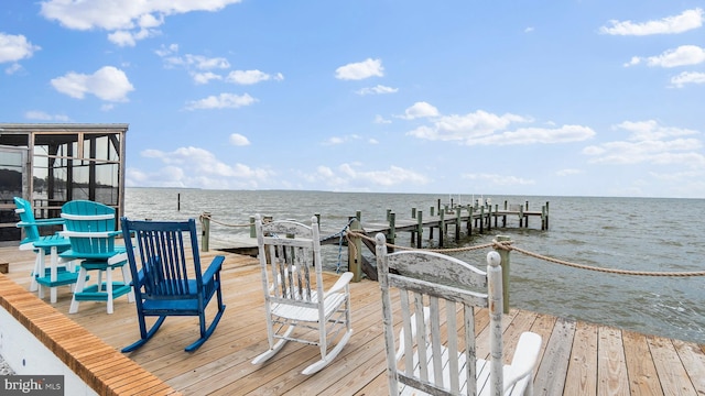 view of dock featuring a water view