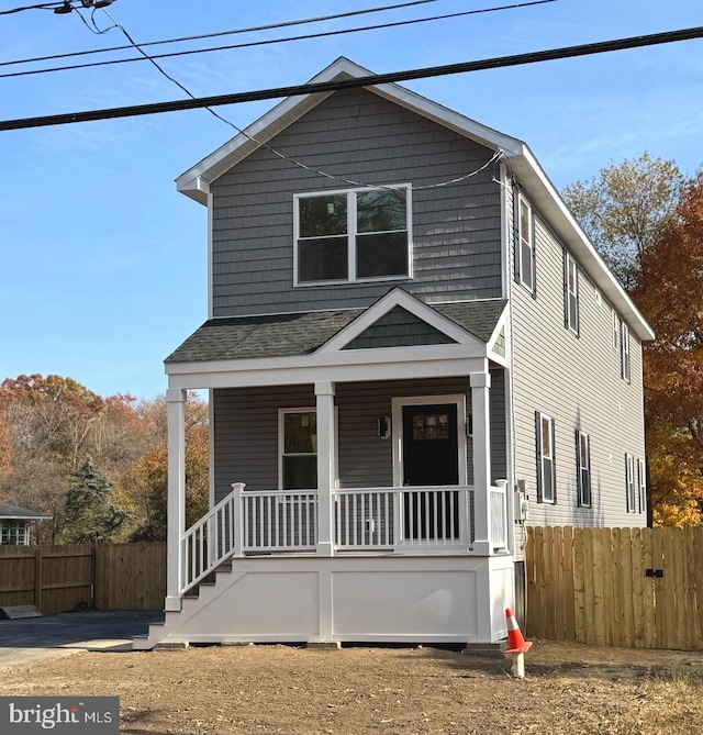 view of front facade featuring covered porch