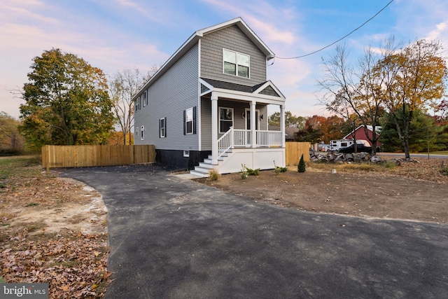 view of front of property with a porch