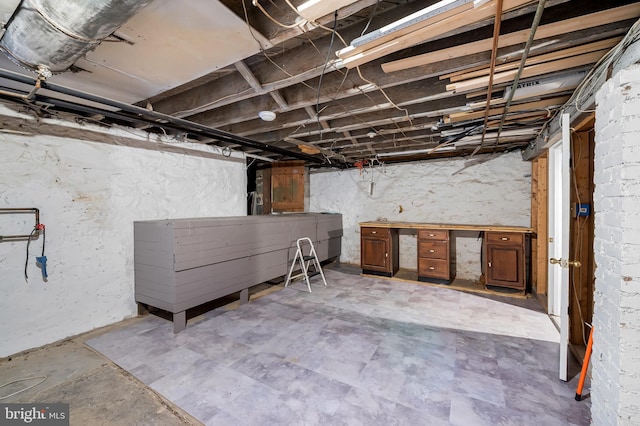 view of unfinished basement