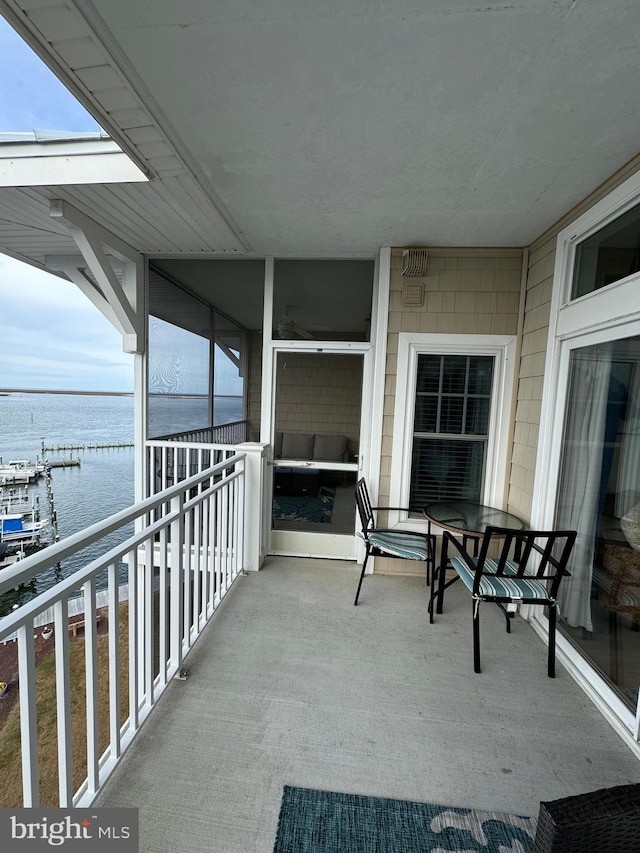 balcony with a water view