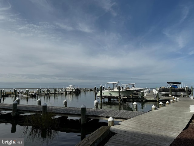 view of dock featuring a water view