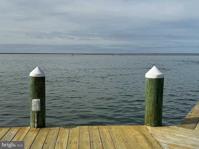 view of dock featuring a water view